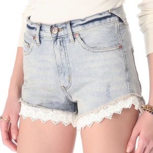 FREE PEOPLE LACE TRIM SHORTS